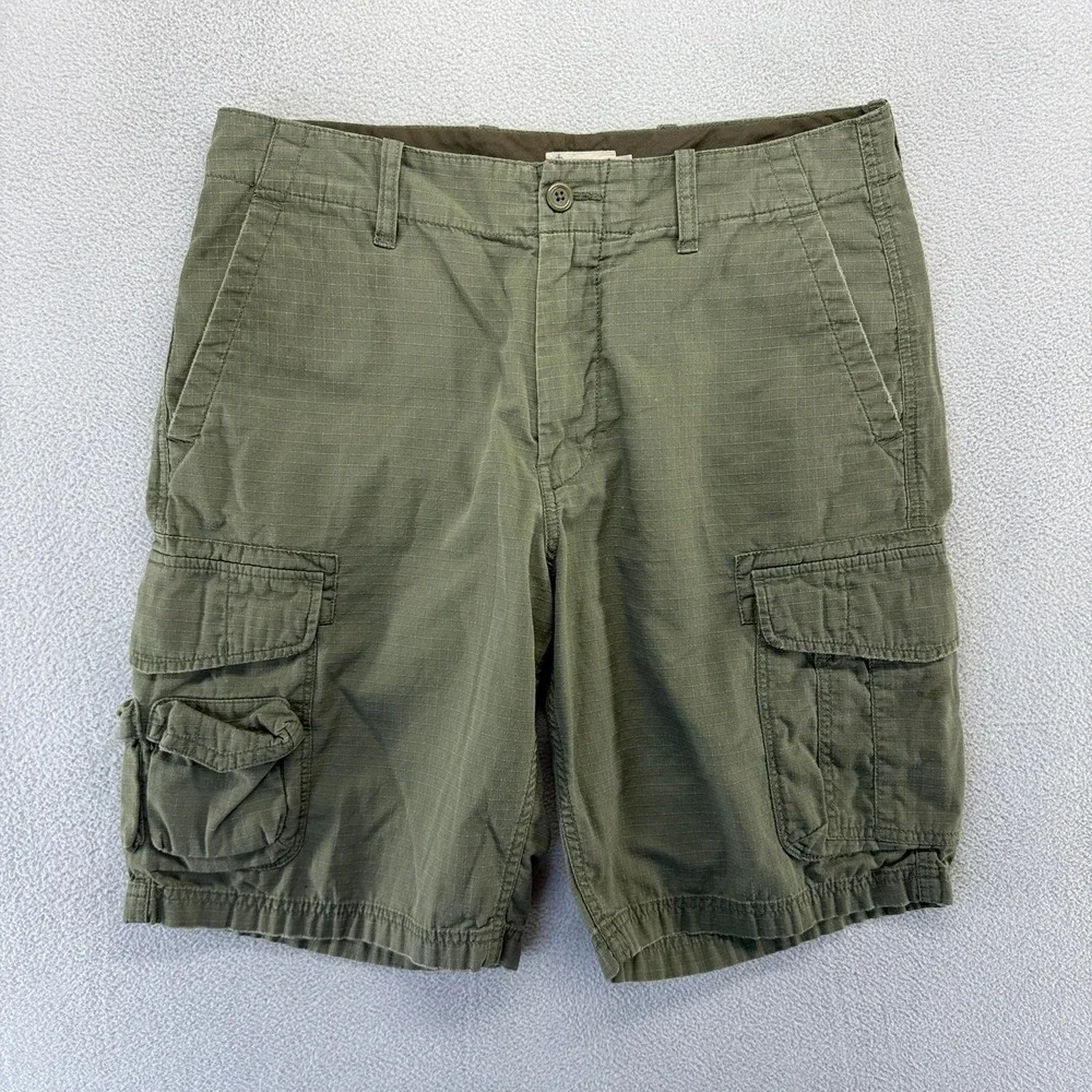 J.Crew Cargo Shorts Mens 31 Green Ripstop Cotton Casual Utility Vintage y2k 10